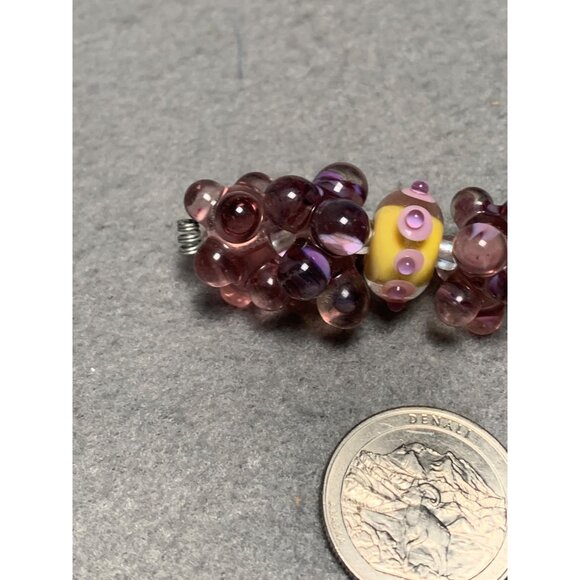 Handcrafted Lampwork Purple & Tan Glass Bead Cluster set of 5 - Picture 3 of 5